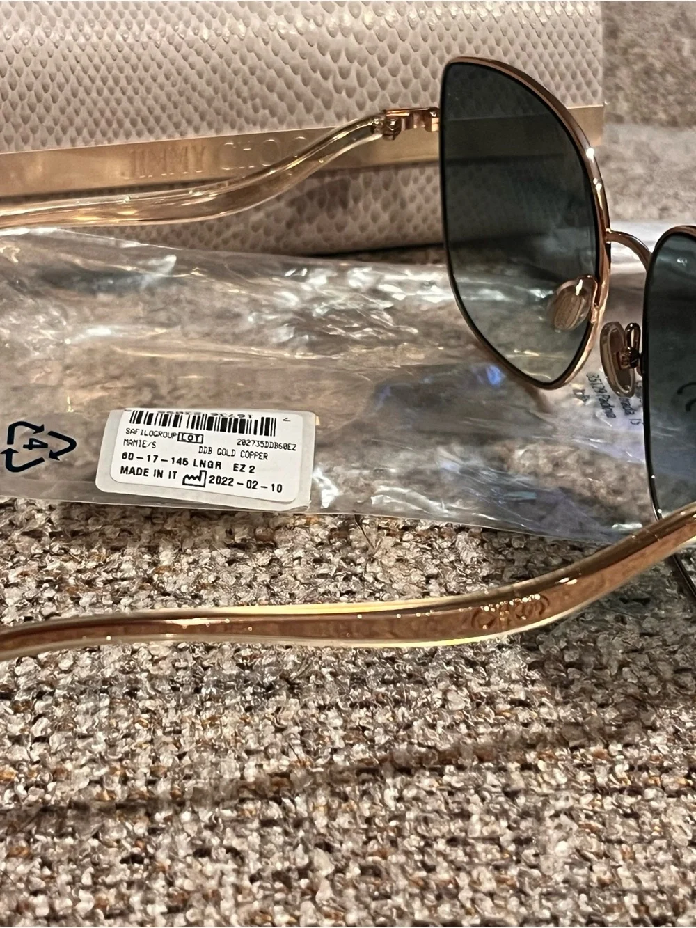 NWT Jimmy Choo MAMIE/S Gold Frame Sunglasses with Gradient Gray Lenses